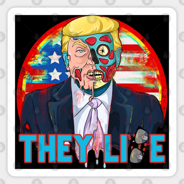 Trump Alien Skull Face Political Parody Cartoon Zombie Trump Magnet by Trendy Black Sheep